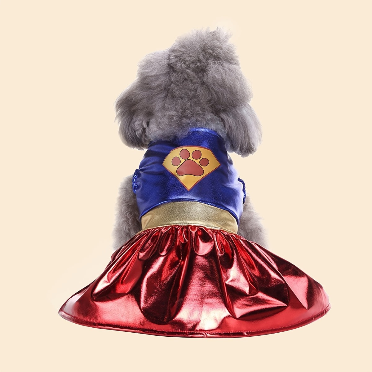 Superhero Dog Costume with Cape & Paw Print Logo