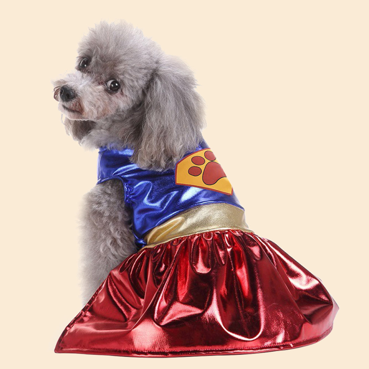 Superhero Dog Costume with Cape & Paw Print Logo