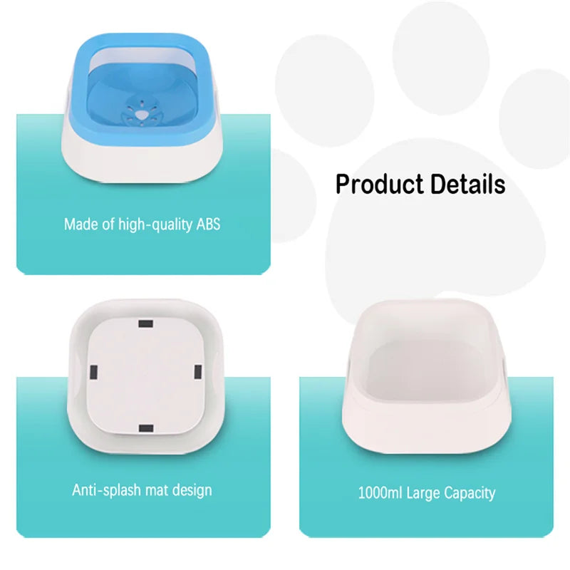 1L Anti-Splash Dog Water Bowl Large Capacity Pet Drinking Bowls for Puppy Cat Plastic Waterer Pet Accessories