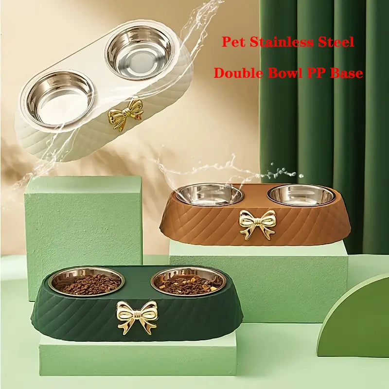 Pet Supplies Bow-tie Bowknot Cats Food Bowl