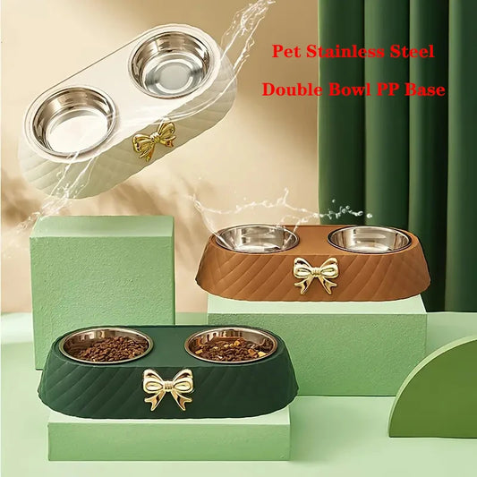 Pet Supplies Bow-tie Bowknot Cats Food Bowl