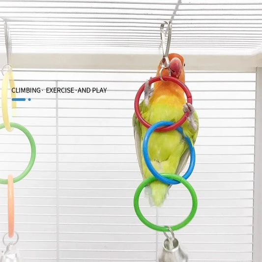 Colorful Ring Birds Chewing Toy for Climbing And Playing Anti-Biting Parrot Cage Accessory Peacock Phoenix Parrot Bird Toys