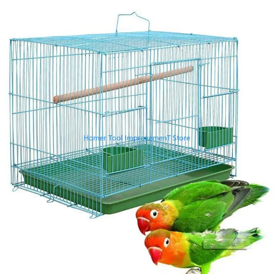 J0PC Wire Rectangular Small Cage for Small Birds and Canaries Rekord Equipped with Bird Standing and 2 Semicircular