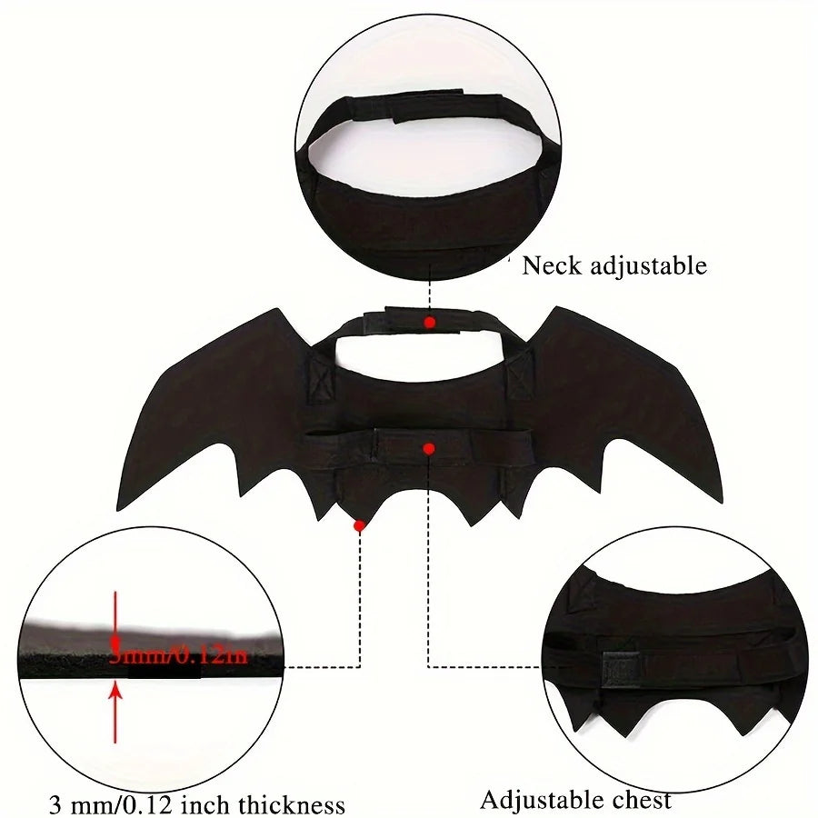 1/3pcs Adjustable Black Cat Bat Wings Costume Halloween Pet Accessory for Cats & Small Dogs Festive Dress-Up Fun Cosplay Access