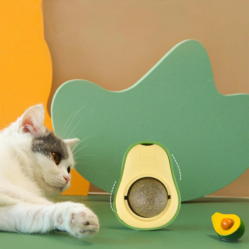 Healthy Rotatable Wall Stick-on Ball Cats Teeth Cleaning natural Catnip Ball