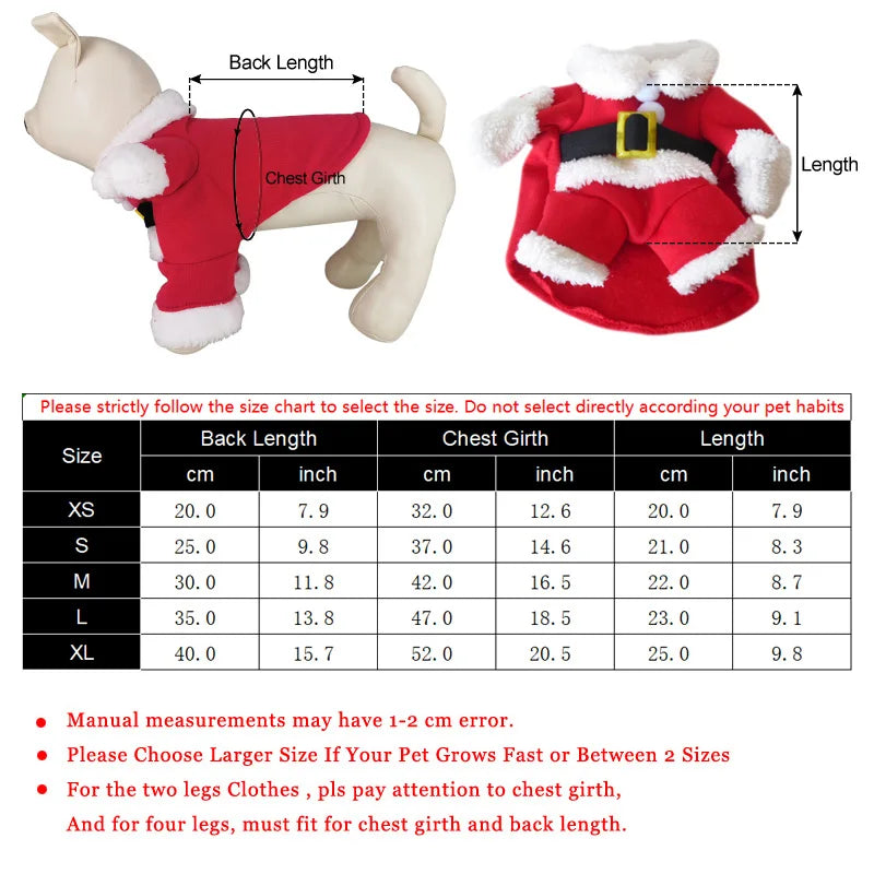 Cute Dog Santa Claus Outfit Christmas Costume for Small Dogs Cats