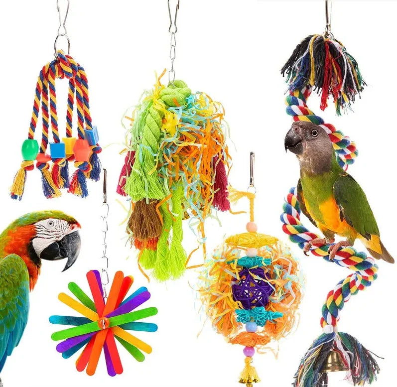 4pcs Colorful Bird Toy Set for Small to Medium Parrots Paper Vine with Playing Ball And Biting Accessories Durable Bird Entertainment Kit