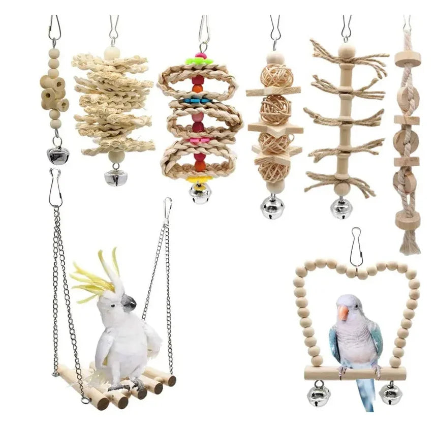 4pcs Colorful Bird Toy Set for Small to Medium Parrots Paper Vine with Playing Ball And Biting Accessories Durable Bird Entertainment Kit