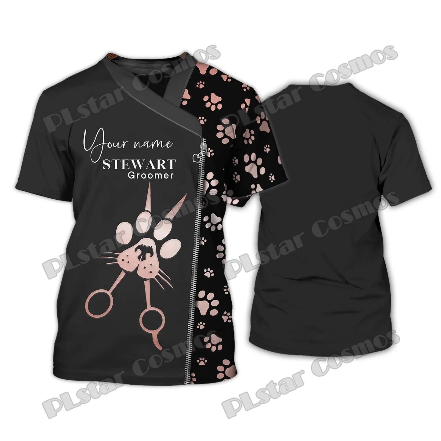 PLstar Cosmos Dog Groomer Pattern Grooming Personalized Name 3D Full Printed Mens t shirt Summer Unisex Casual Tee Shirt DW232