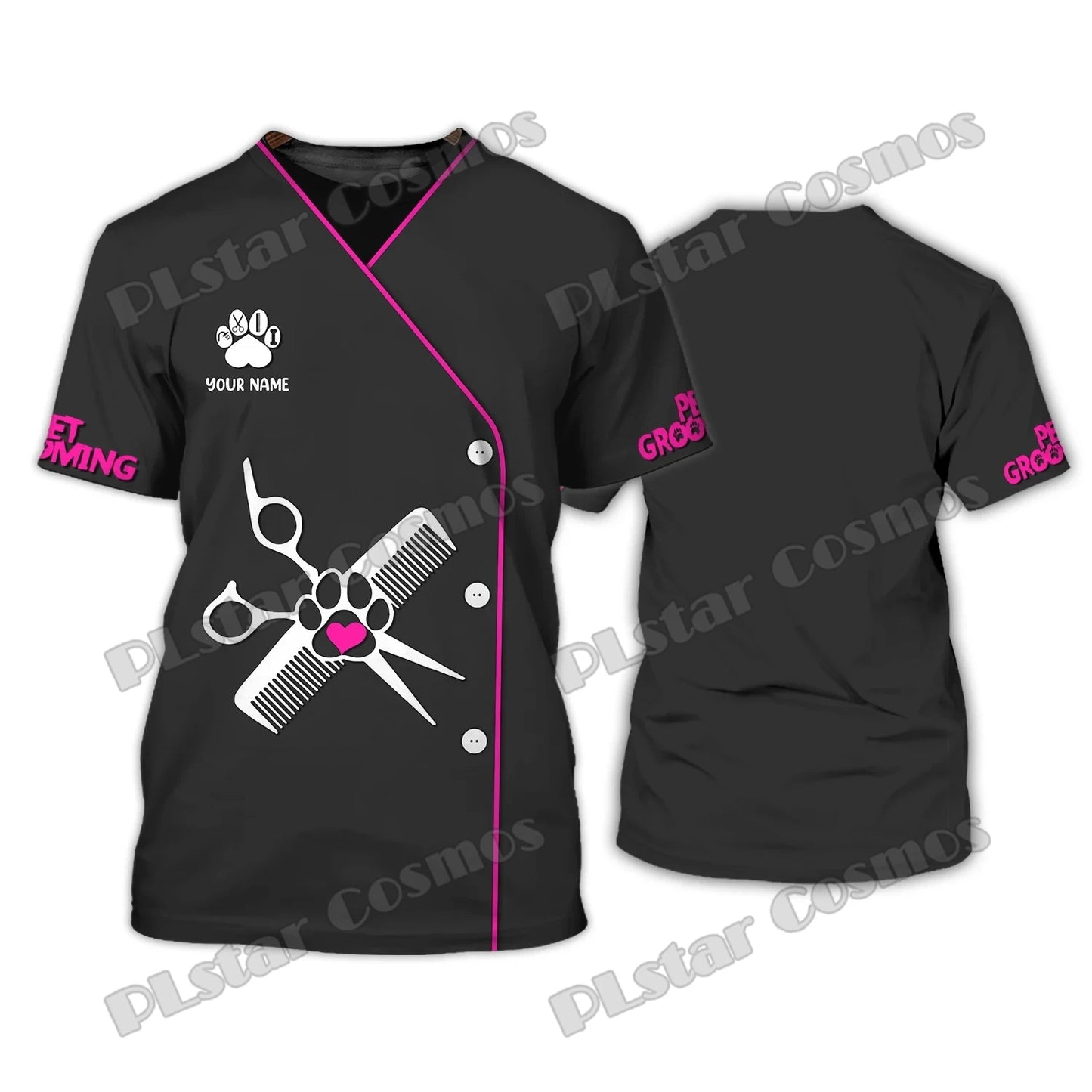 PLstar Cosmos Dog Groomer Pattern Grooming Personalized Name 3D Full Printed Mens t shirt Summer Unisex Casual Tee Shirt DW232