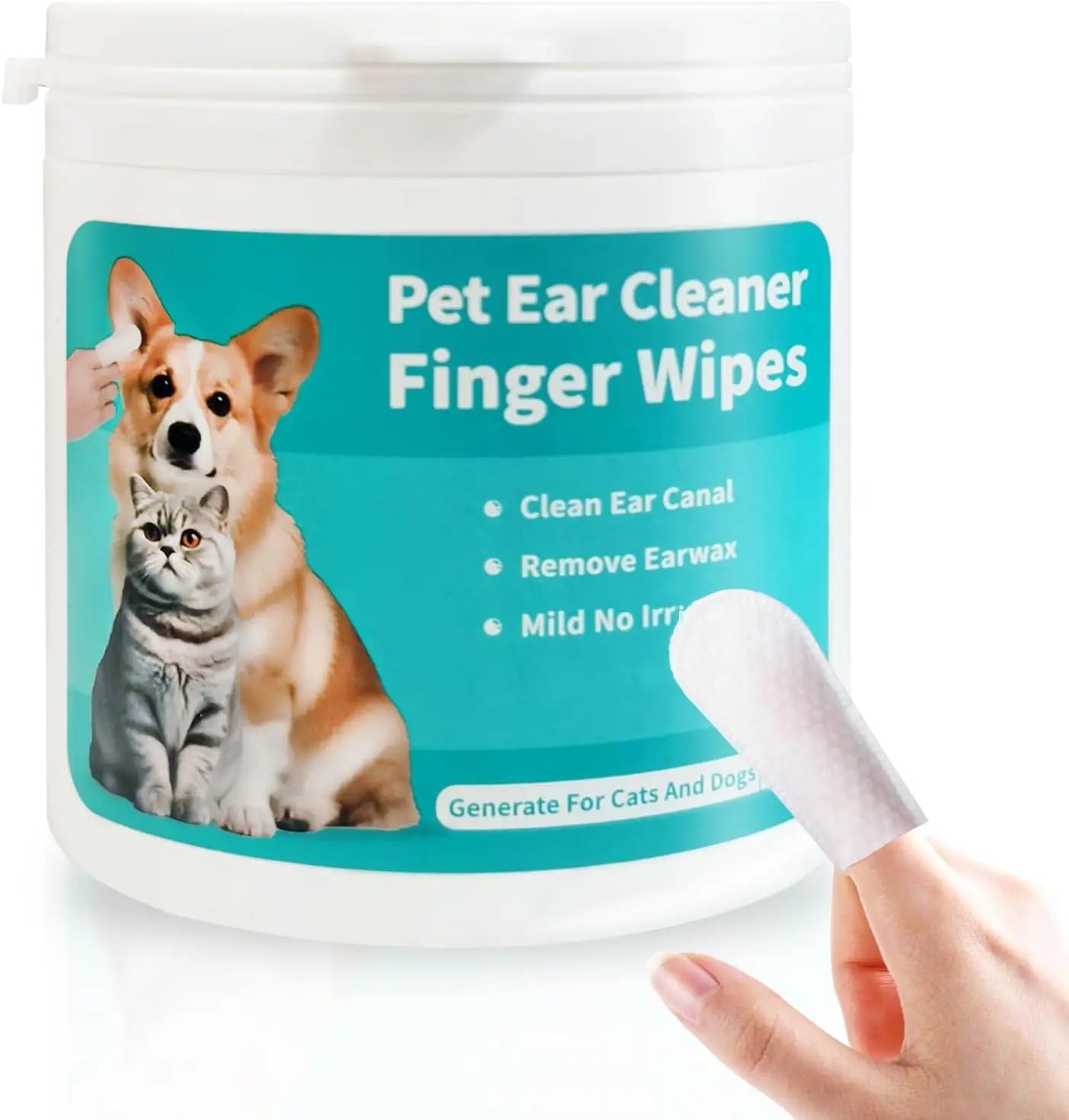Pet Ear Wipes Soft Otic Cleaning Pads for Cats And Dogs Regular Ear Cleaner Finger Wipes for Pet Supplies