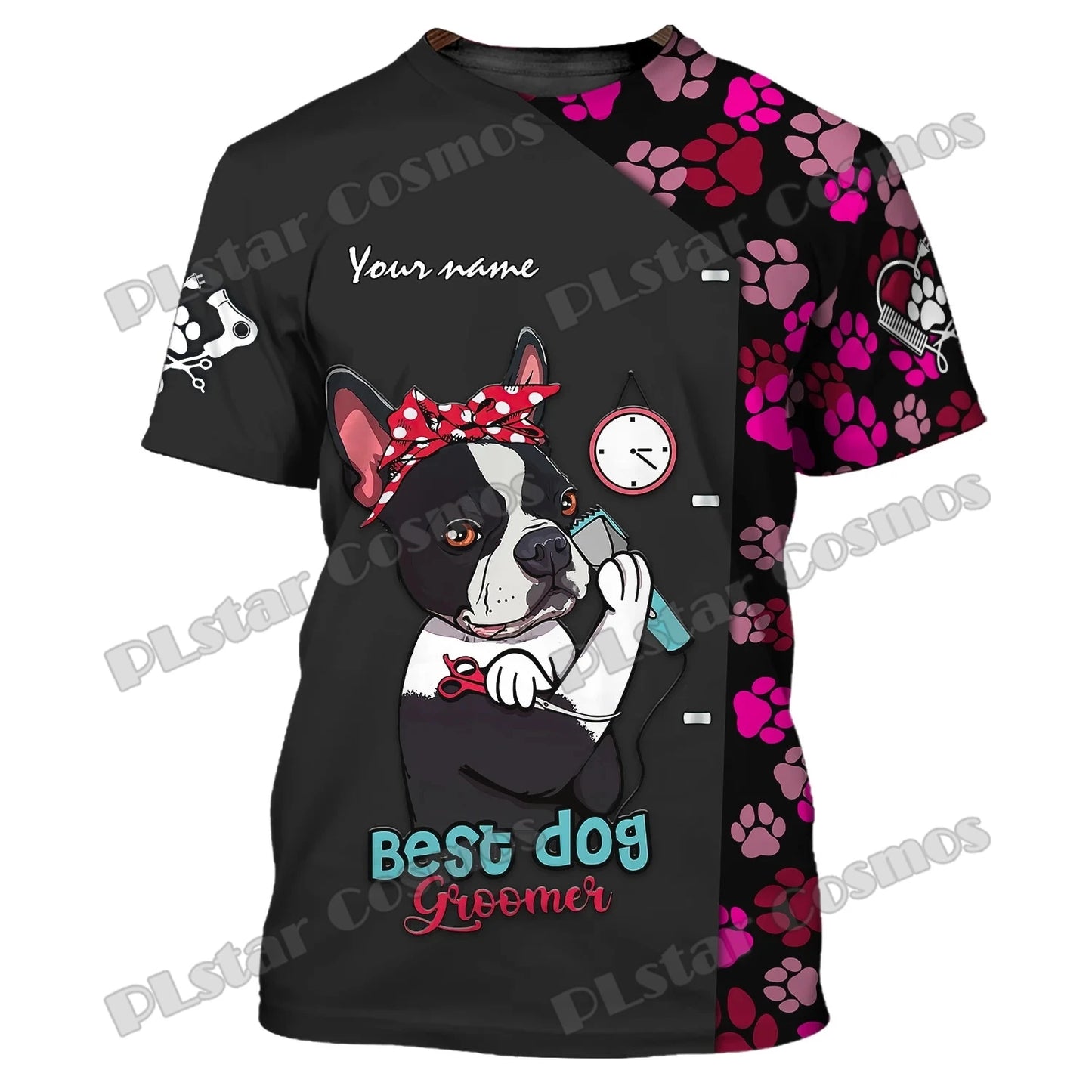 PLstar Cosmos Dog Groomer Pattern Grooming Personalized Name 3D Full Printed Mens t shirt Summer Unisex Casual Tee Shirt DW232