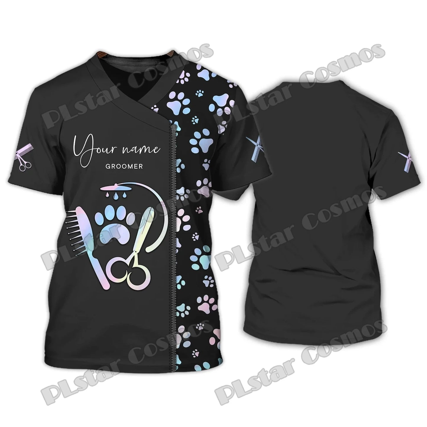 PLstar Cosmos Dog Groomer Pattern Grooming Personalized Name 3D Full Printed Mens t shirt Summer Unisex Casual Tee Shirt DW232