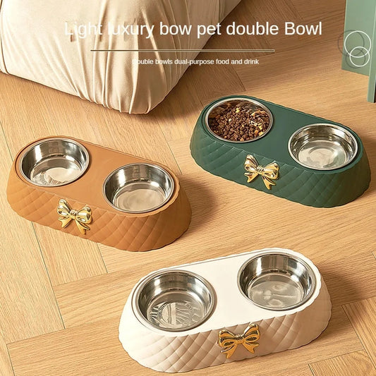 Pet Supplies Bow-tie Bowknot Cats Food Bowl