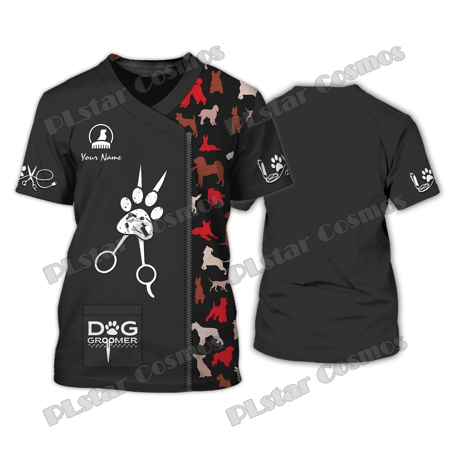 PLstar Cosmos Dog Groomer Pattern Grooming Personalized Name 3D Full Printed Mens t shirt Summer Unisex Casual Tee Shirt DW232