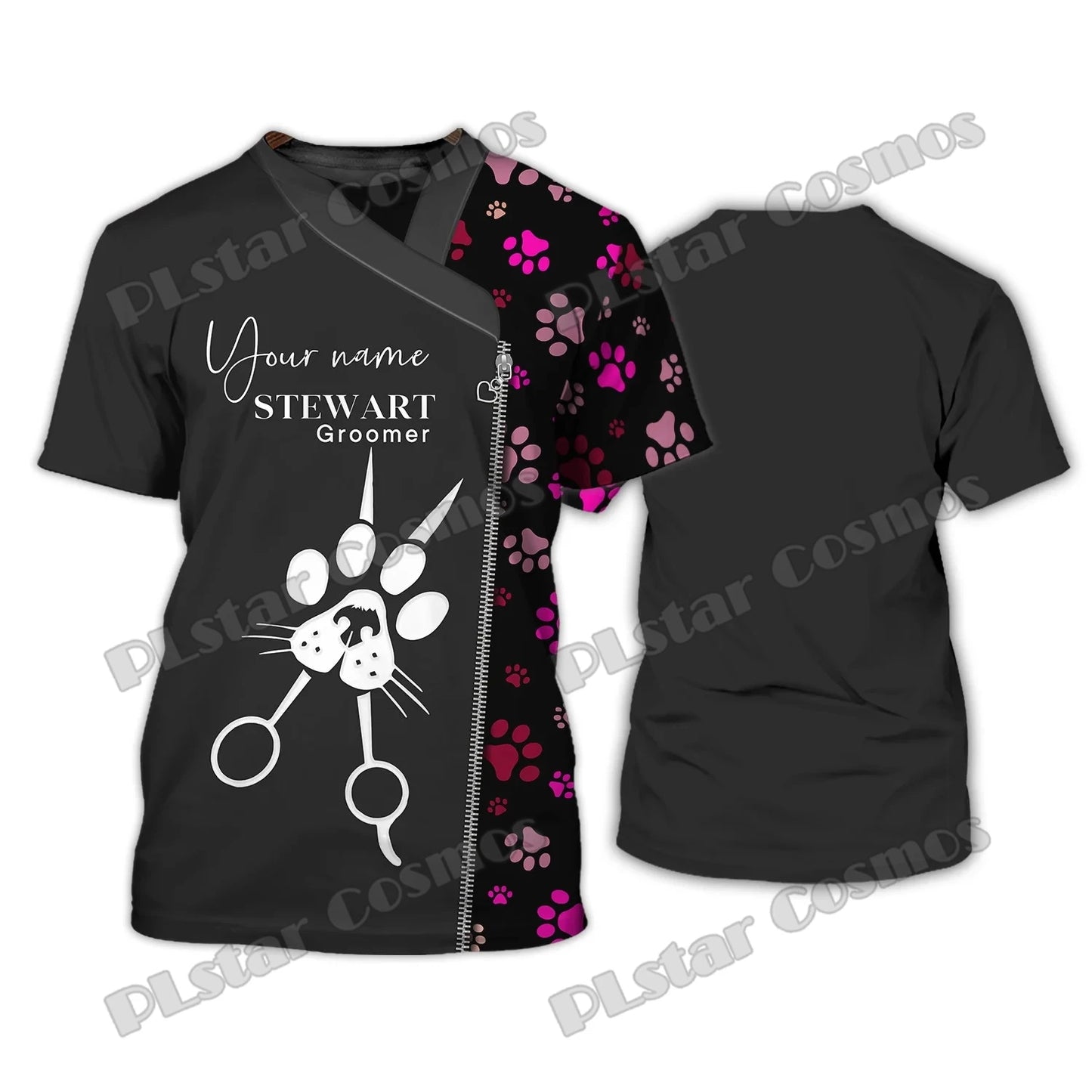 PLstar Cosmos Dog Groomer Pattern Grooming Personalized Name 3D Full Printed Mens t shirt Summer Unisex Casual Tee Shirt DW232