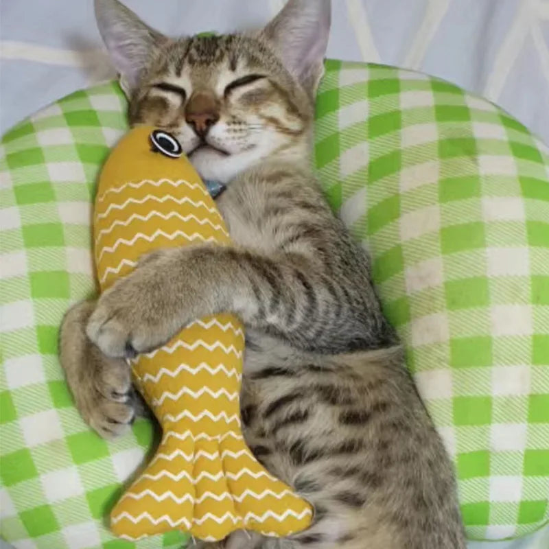 Interactive Cat Toy Fish Simulation Chew Pillow Kicker for Indoor Kittens Exercise & Fun No Battery Needed Cloth Material
