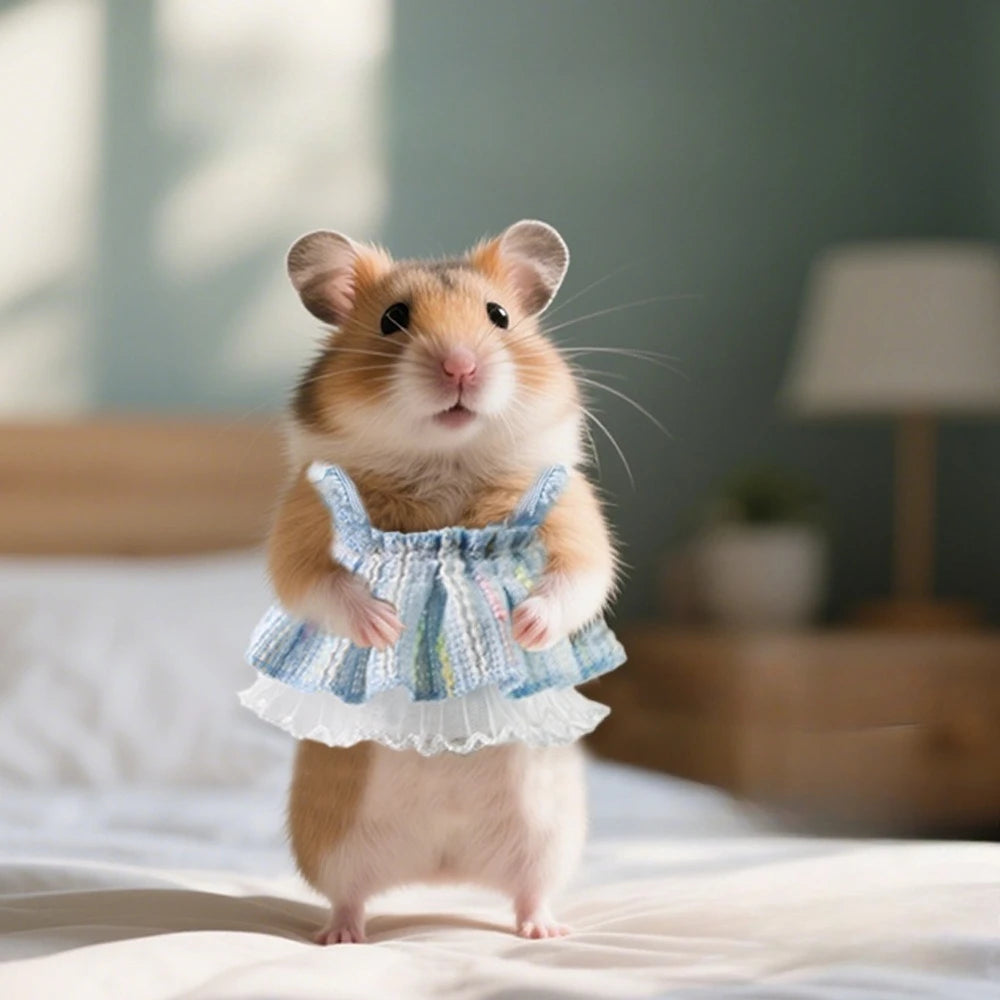 Lovely Handmade Mini Hamster Dress Princess Skirt Bow Coat for Small Pets Soft Coat for Ferrets Hamsters Guinea Pigs