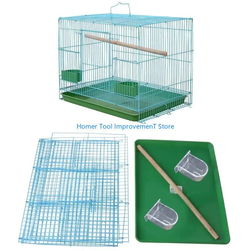 J0PC Wire Rectangular Small Cage for Small Birds and Canaries Rekord Equipped with Bird Standing and 2 Semicircular