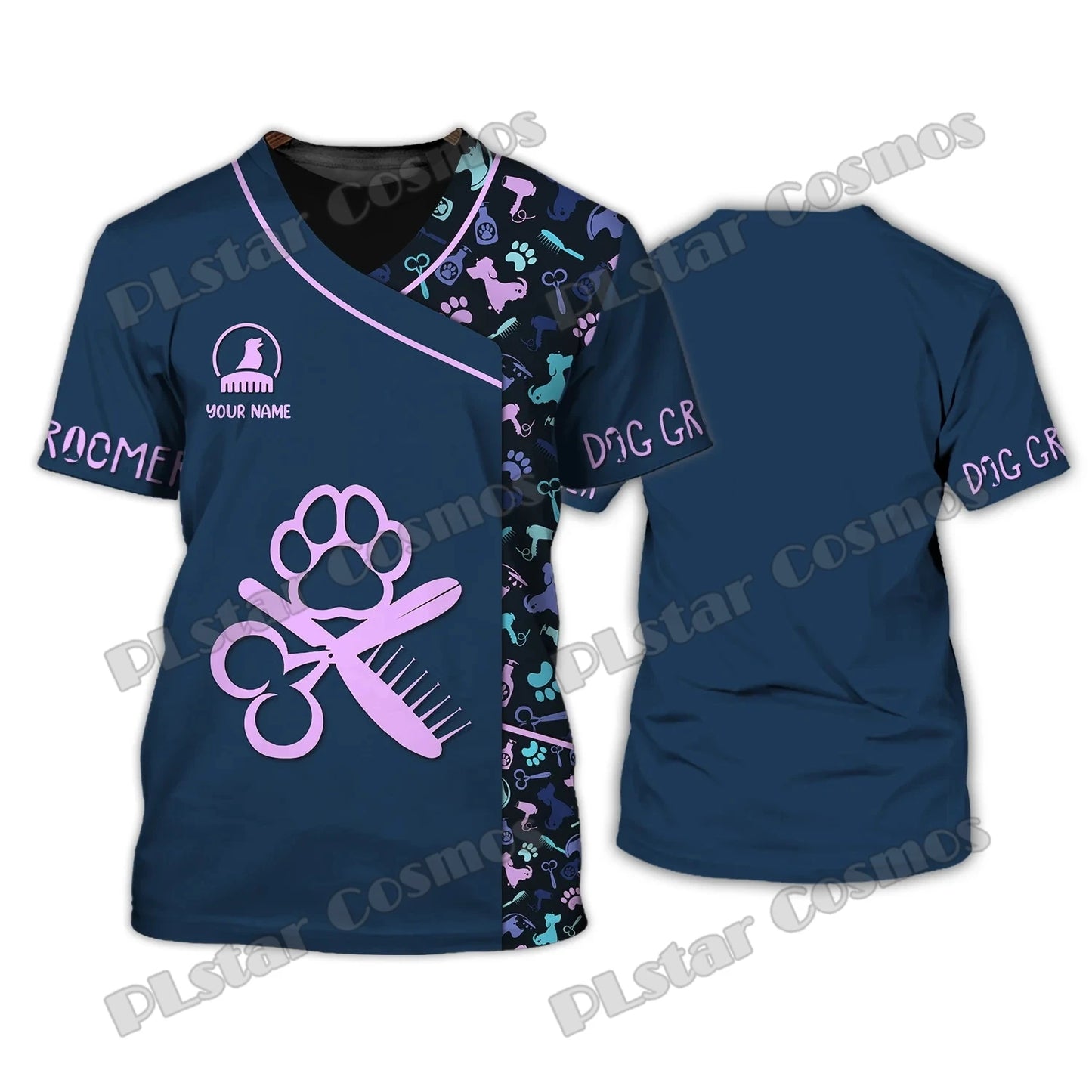 PLstar Cosmos Dog Groomer Pattern Grooming Personalized Name 3D Full Printed Mens t shirt Summer Unisex Casual Tee Shirt DW232