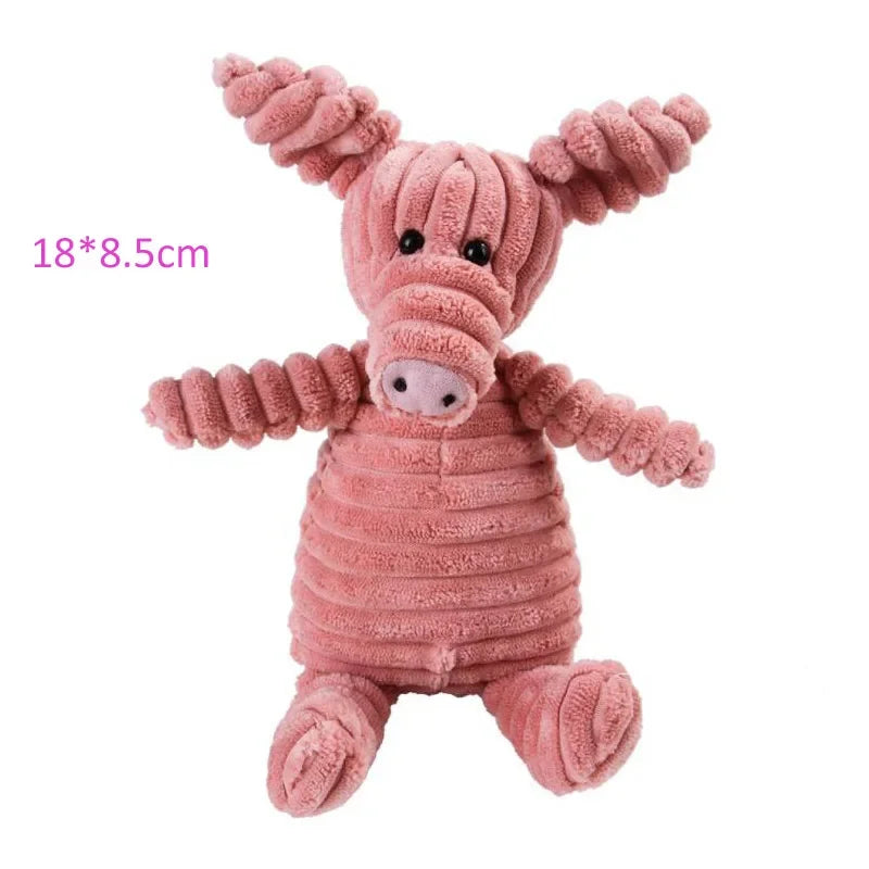 Plush Squeaky Dog Toy Animal Shapes Bite Resistant Corduroy for Small to Large Dogs Puppy Pet Training Accessory