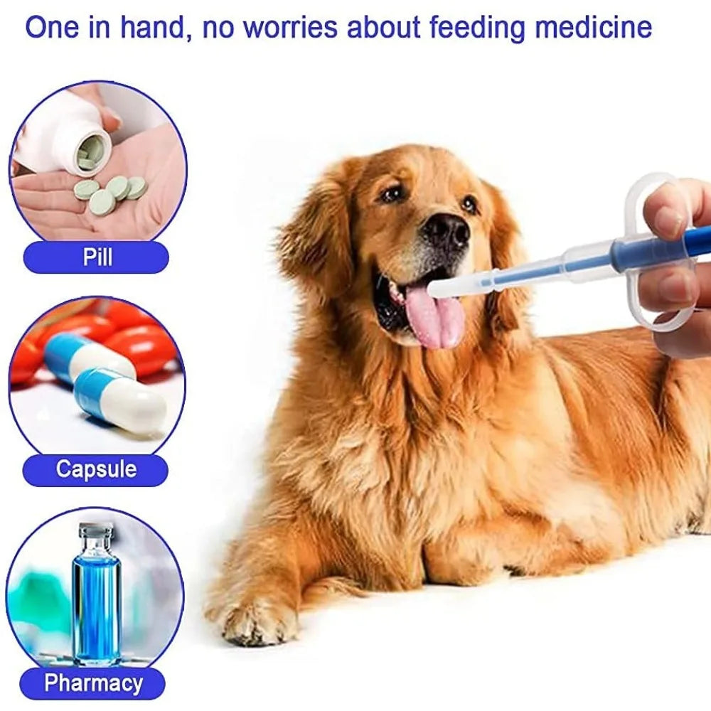 Pet Pill Plunger Popper for Small Cat and Dog Soft Tipped Injection Pusher for Animal Pills Liquid Capsule Medicine Feeding Tool