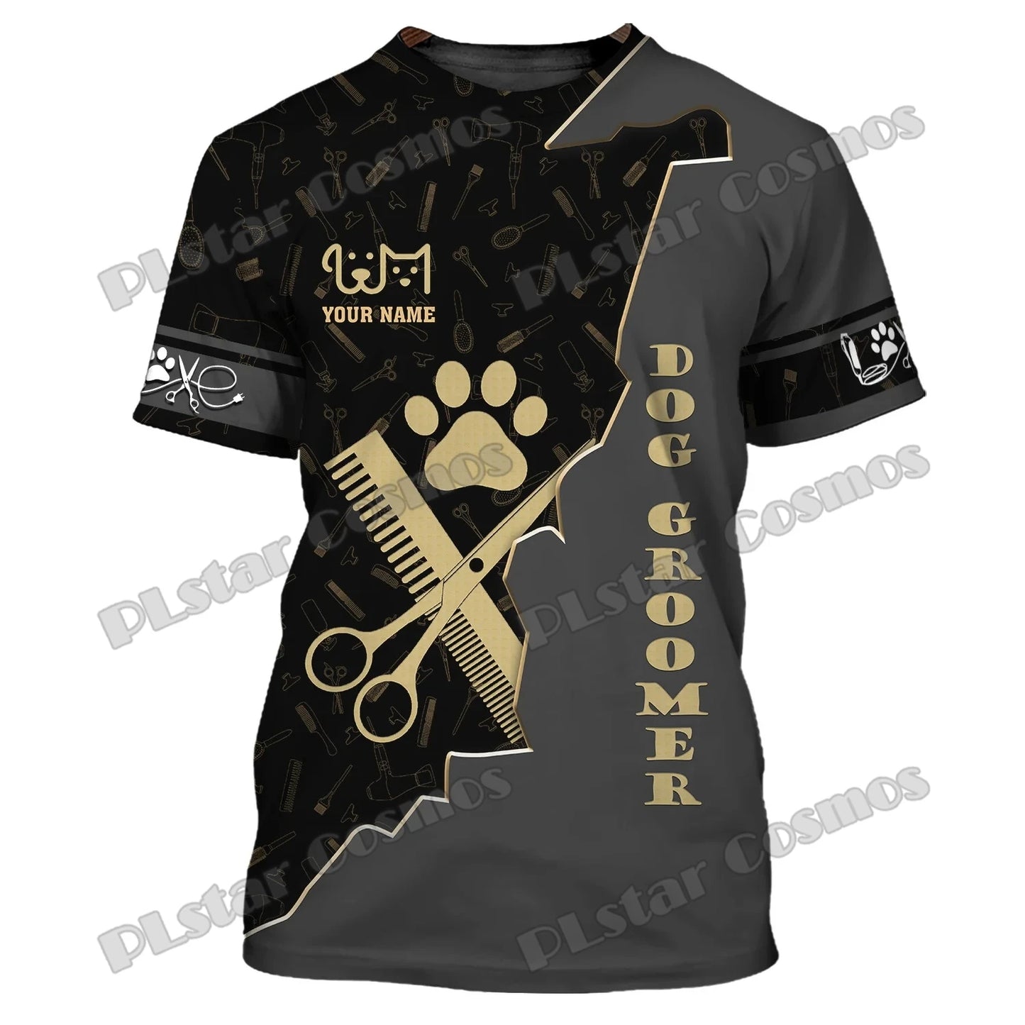 PLstar Cosmos Dog Groomer Pattern Grooming Personalized Name 3D Full Printed Mens t shirt Summer Unisex Casual Tee Shirt DW232