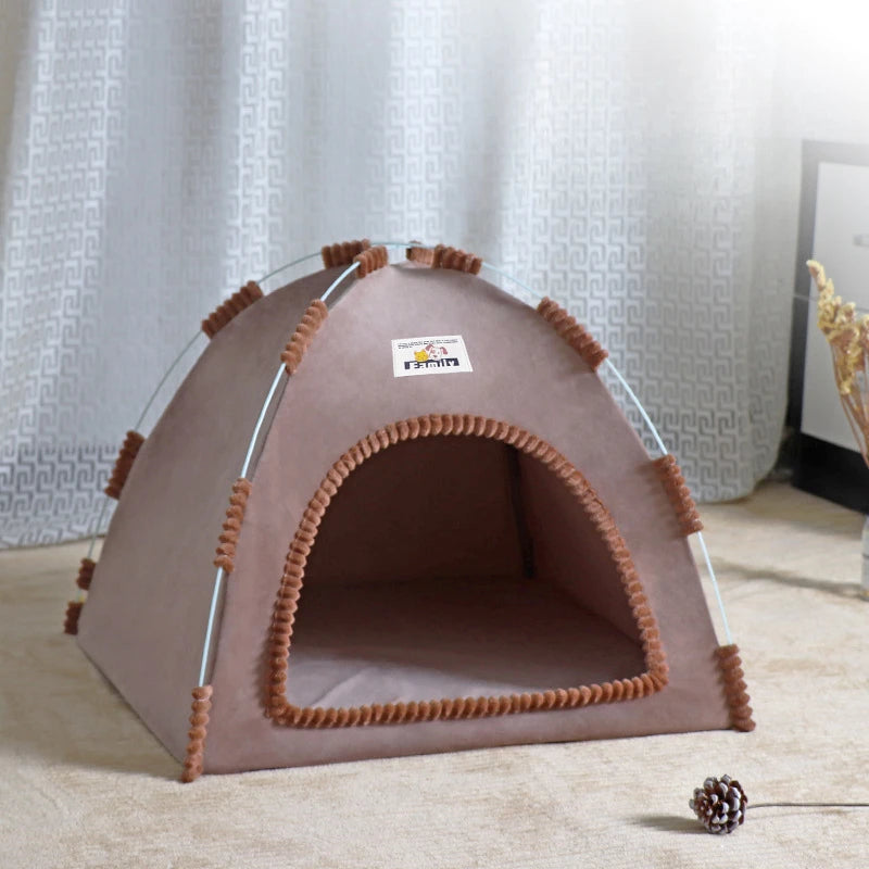 Foldable Cat House Universal Four Seasons Pet Tent with Cool Mat Portable Breathable Outdoor Nest for Cats And Small Dogs