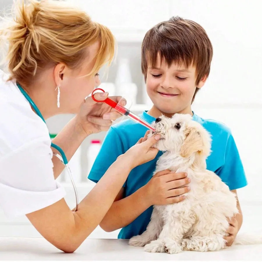 Pet Pill Plunger Popper for Small Cat and Dog Soft Tipped Injection Pusher for Animal Pills Liquid Capsule Medicine Feeding Tool