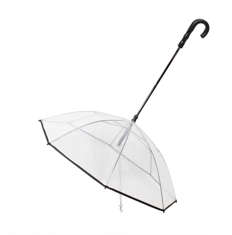 Transparent Dog Umbrella with Traction Chain