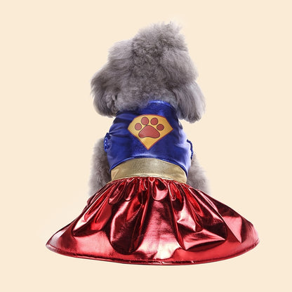 Superhero Dog Costume with Cape & Paw Print Logo