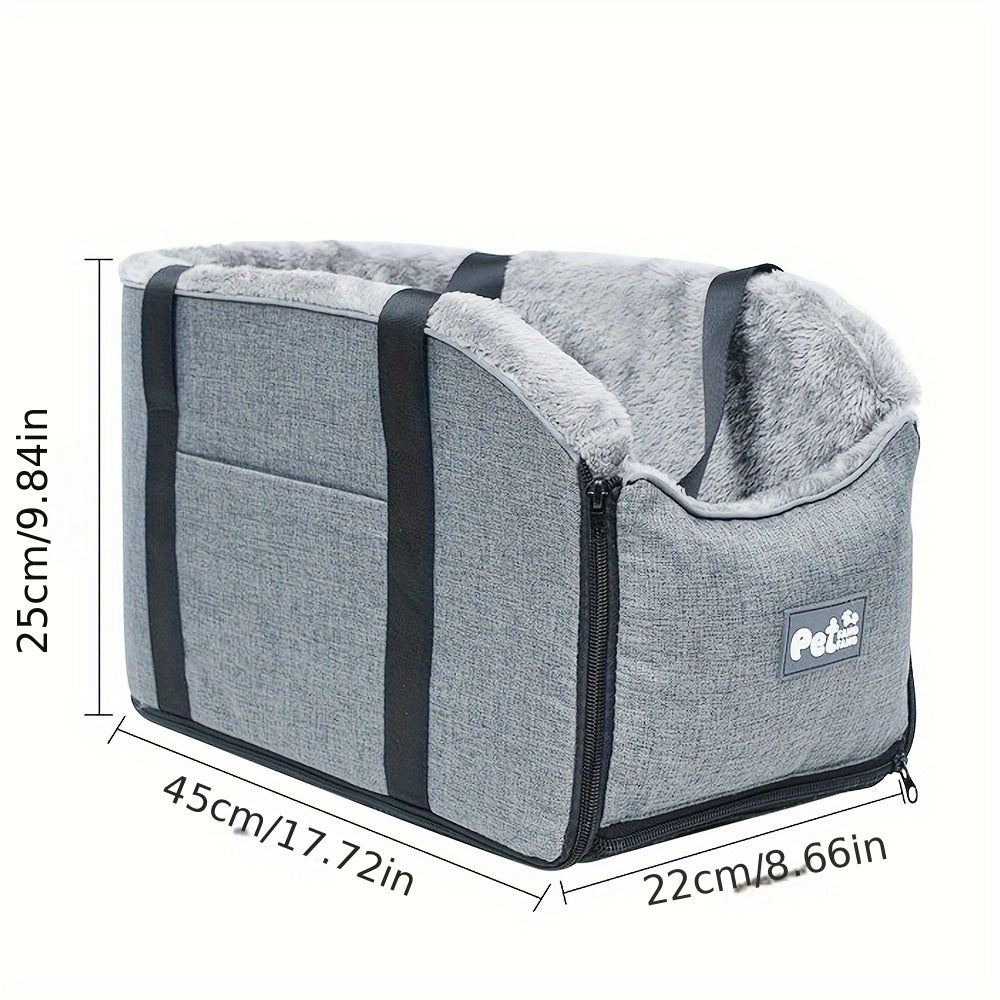 [Small Pet Cozy Car Seat Portable] PETFANGFANG Cozy Pet Car Seat - Portable Dog & Cat Travel Bag with Secure Buckle Closure, Polyester Material for Small to Medium Pets