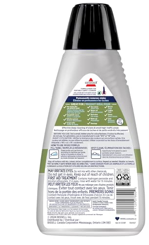 BISSELL Professional Pet Spot & Stain + OXY Formula for Portable Carpet and Upholstery Cleaners, Car and Auto Detailer, Solution for Little Green & SpotClean Machines (32 oz), 2034C