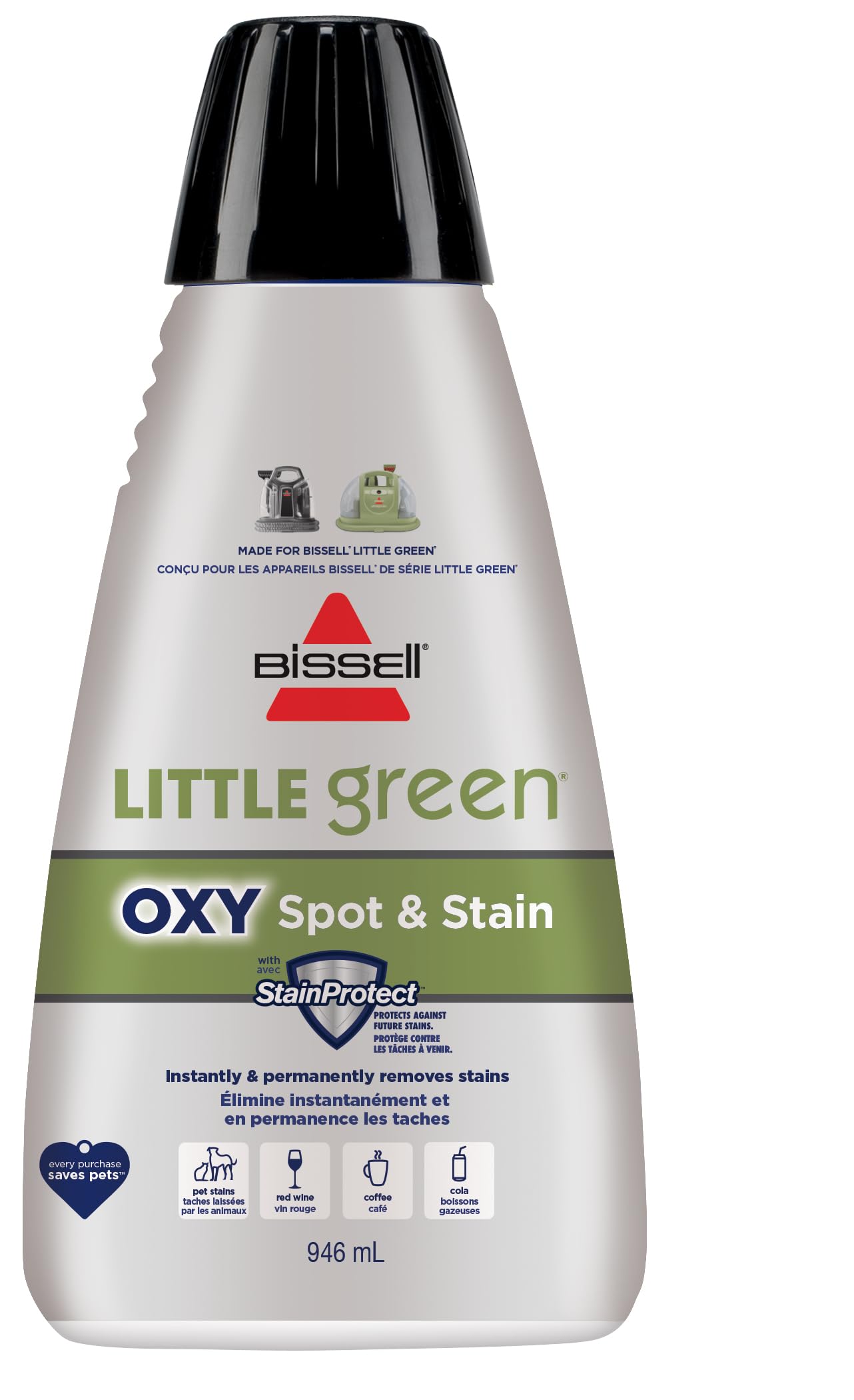 BISSELL Professional Pet Spot & Stain + OXY Formula for Portable Carpet and Upholstery Cleaners, Car and Auto Detailer, Solution for Little Green & SpotClean Machines (32 oz), 2034C
