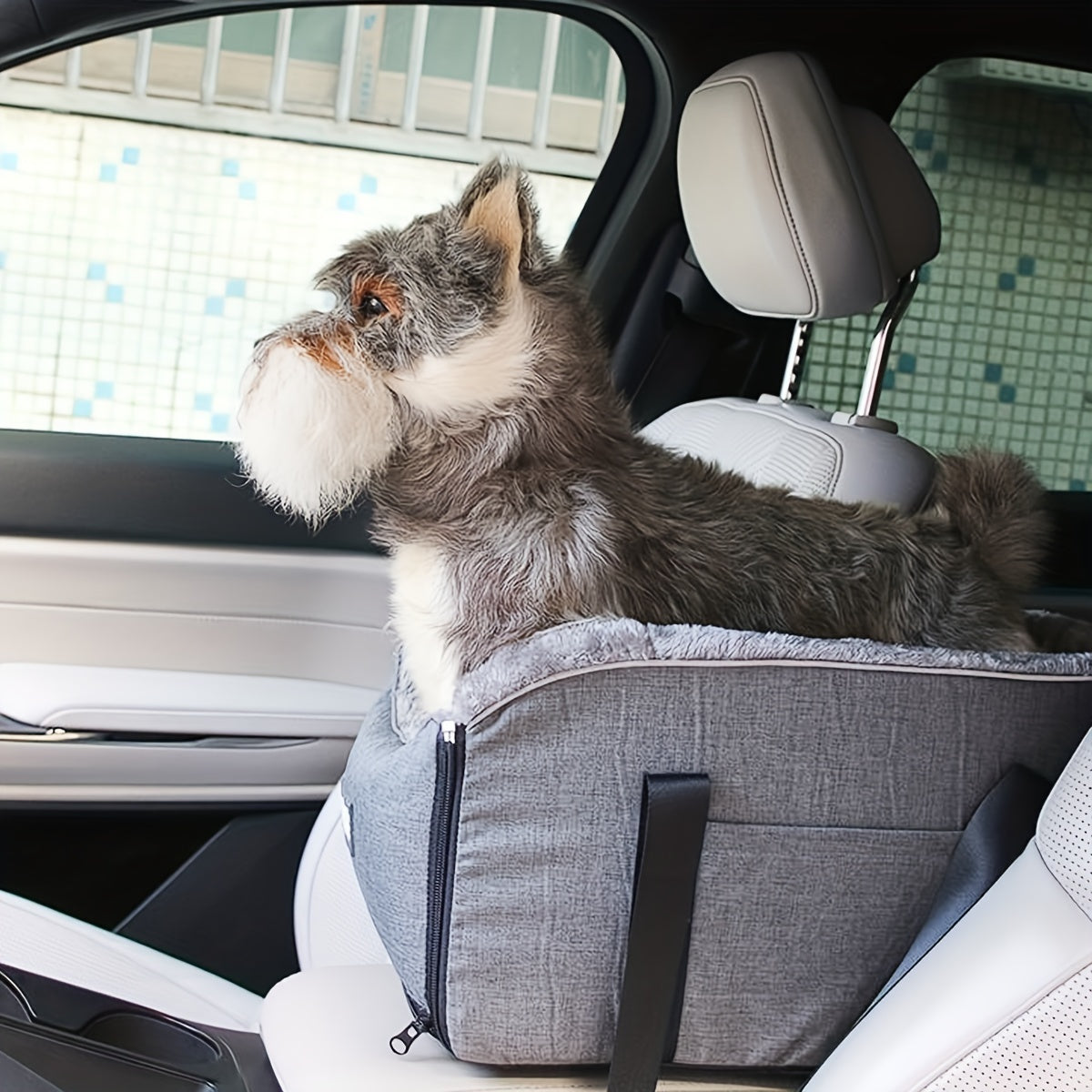 [Small Pet Cozy Car Seat Portable] PETFANGFANG Cozy Pet Car Seat - Portable Dog & Cat Travel Bag with Secure Buckle Closure, Polyester Material for Small to Medium Pets