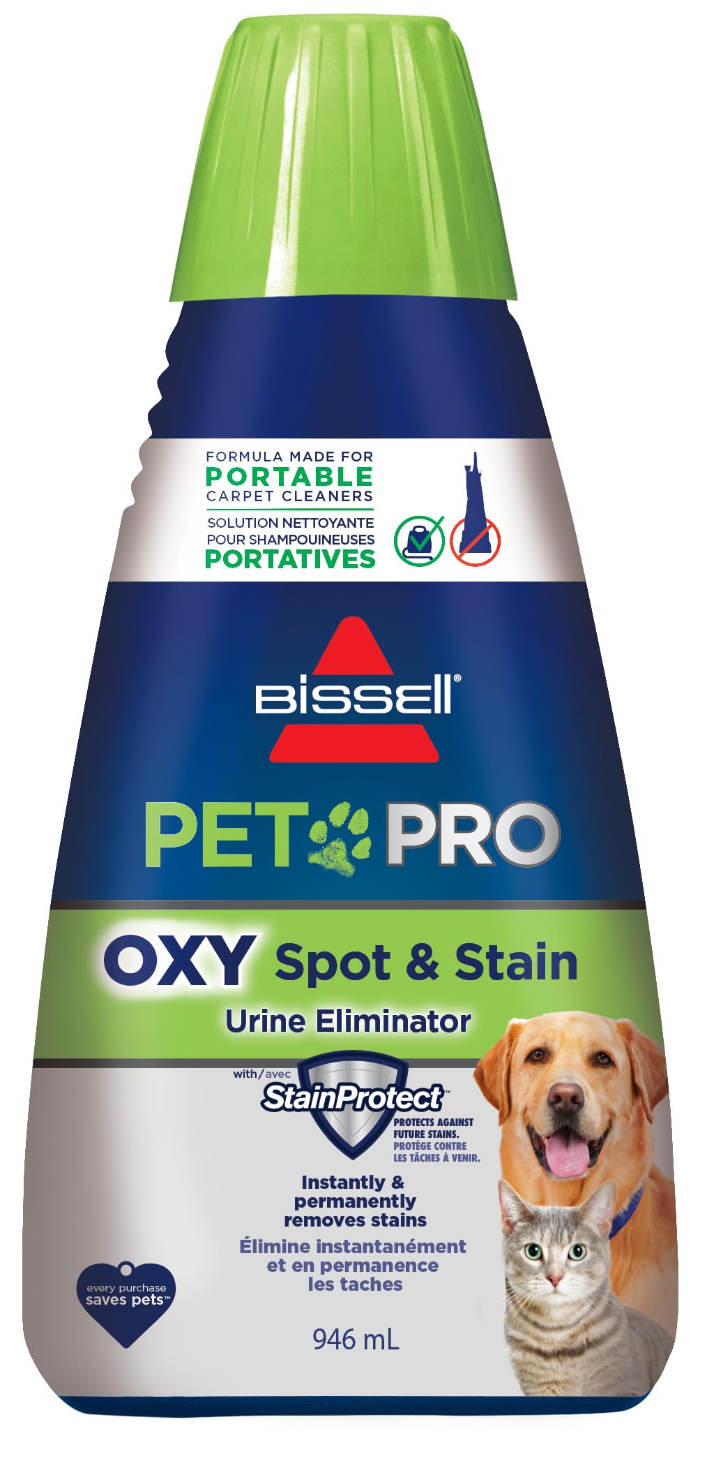 BISSELL Professional Pet Spot & Stain + OXY Formula for Portable Carpet and Upholstery Cleaners, Car and Auto Detailer, Solution for Little Green & SpotClean Machines (32 oz), 2034C