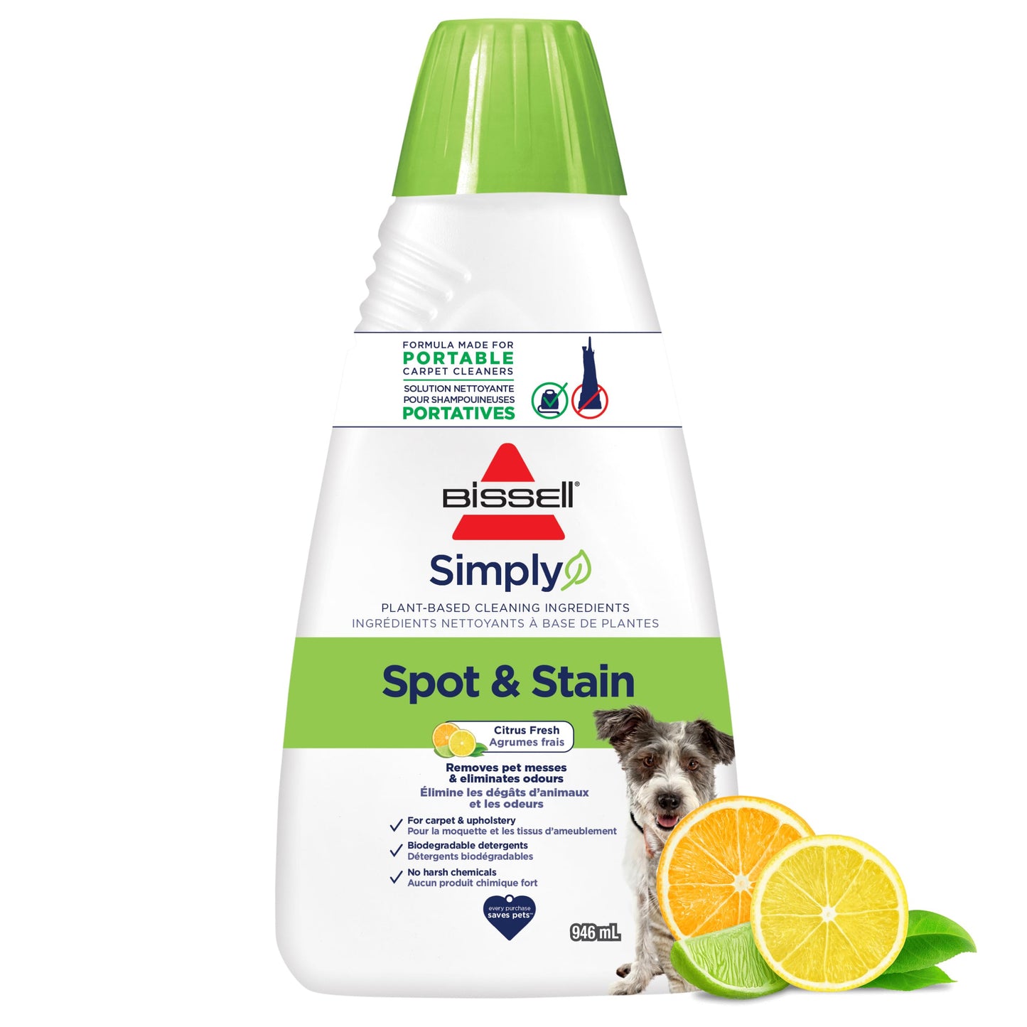 BISSELL Professional Pet Spot & Stain + OXY Formula for Portable Carpet and Upholstery Cleaners, Car and Auto Detailer, Solution for Little Green & SpotClean Machines (32 oz), 2034C