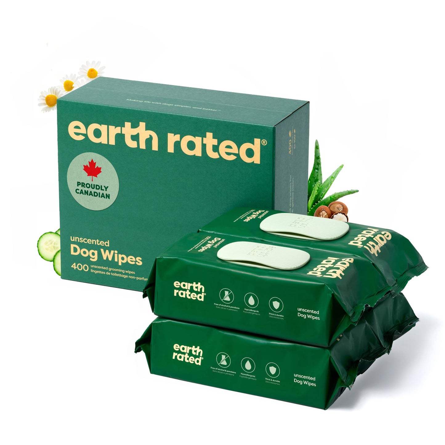 Earth Rated (A Canadian Company) Vet-Developed Pet Ear Wipes, Hypoallergenic Cleaner for Dogs & Cats Ears to Remove Dirt and Wax Build Up, Wild Oat Scent, 70 Count