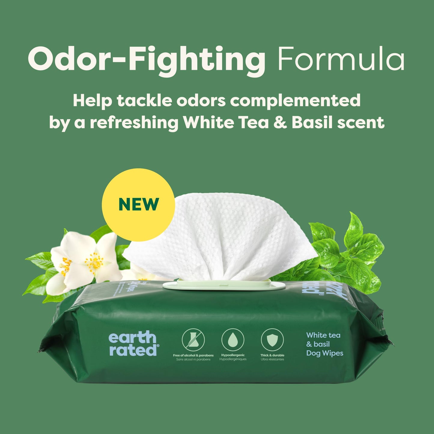 Earth Rated (A Canadian Company) Vet-Developed Pet Ear Wipes, Hypoallergenic Cleaner for Dogs & Cats Ears to Remove Dirt and Wax Build Up, Wild Oat Scent, 70 Count