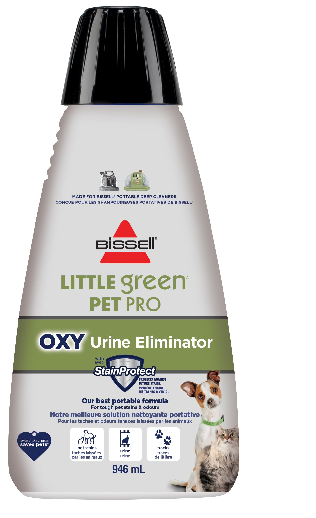 BISSELL Professional Pet Spot & Stain + OXY Formula for Portable Carpet and Upholstery Cleaners, Car and Auto Detailer, Solution for Little Green & SpotClean Machines (32 oz), 2034C