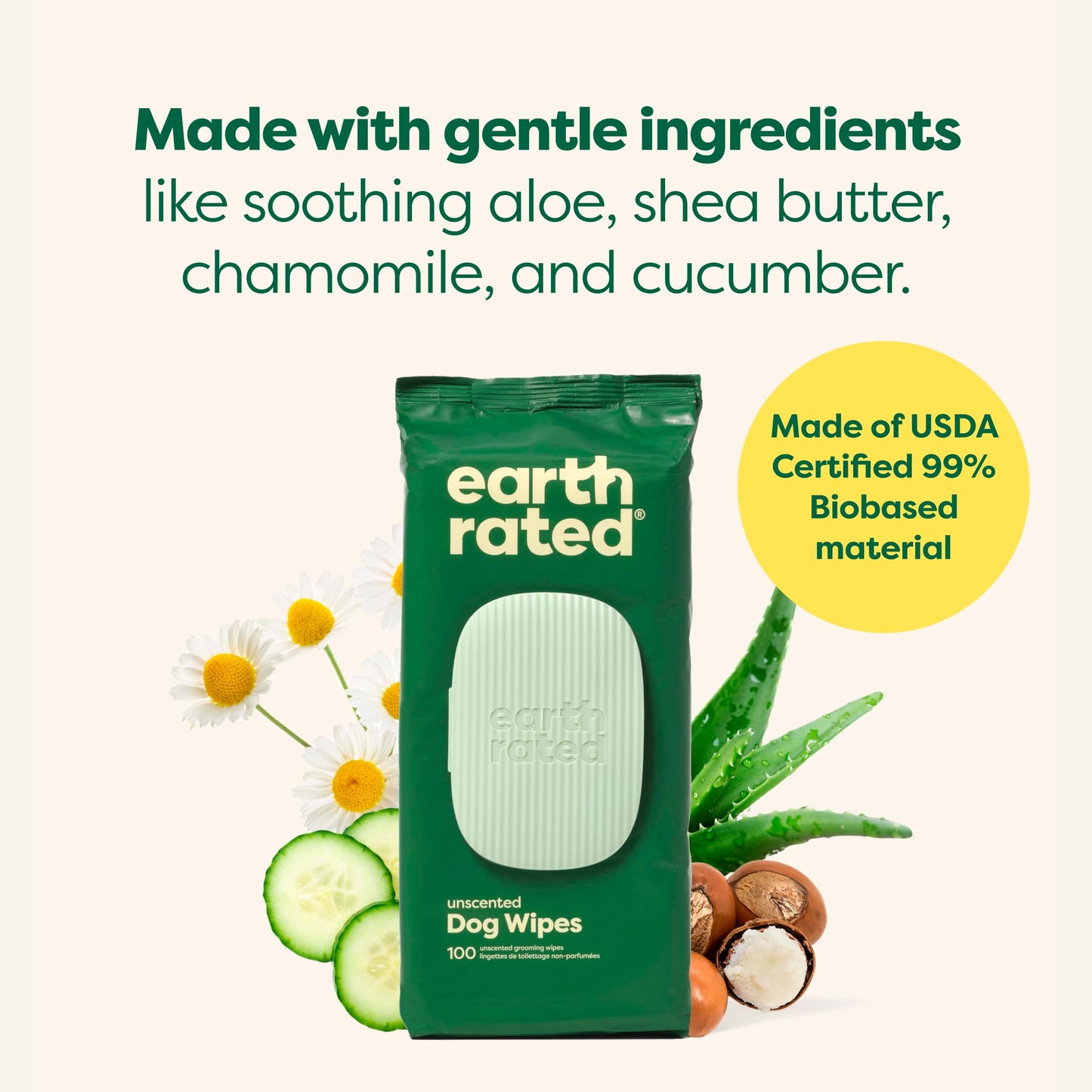 Earth Rated (A Canadian Company) Vet-Developed Pet Ear Wipes, Hypoallergenic Cleaner for Dogs & Cats Ears to Remove Dirt and Wax Build Up, Wild Oat Scent, 70 Count