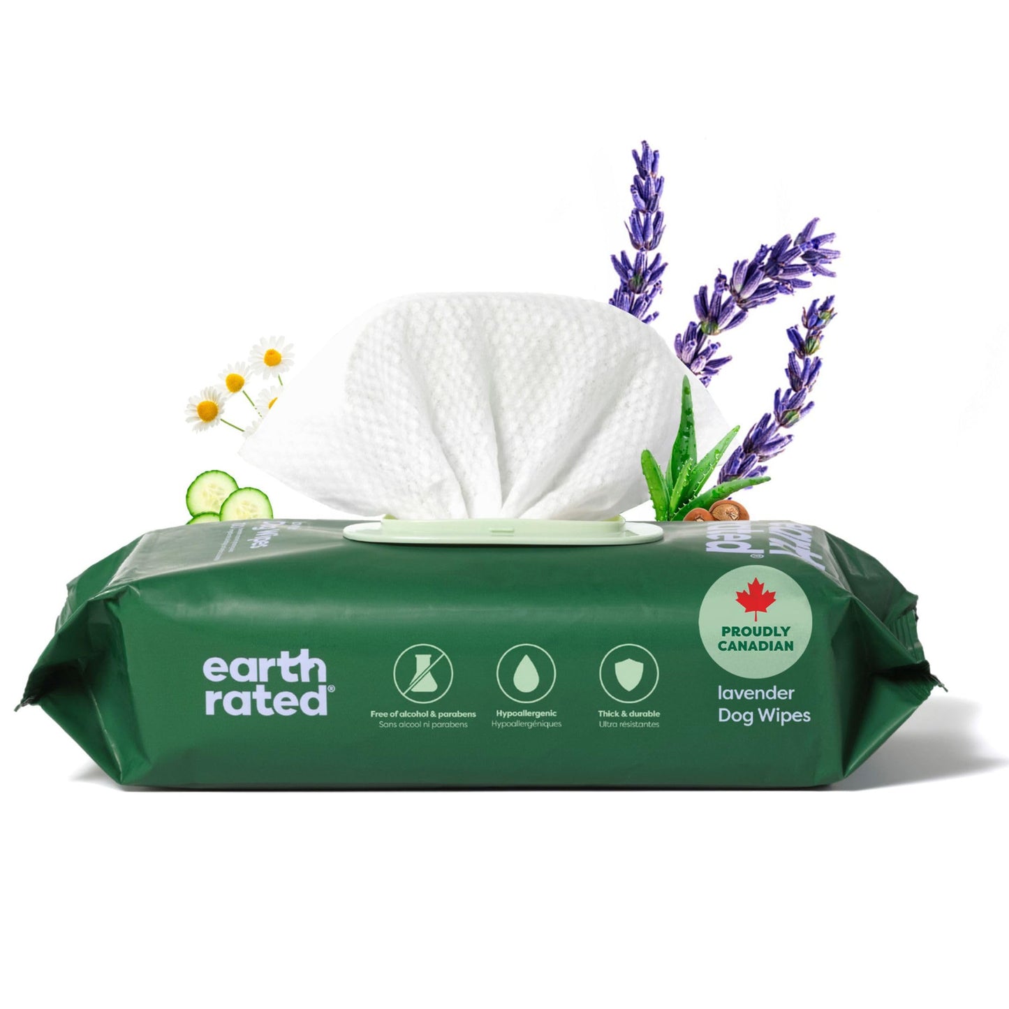 Earth Rated (A Canadian Company) Vet-Developed Pet Ear Wipes, Hypoallergenic Cleaner for Dogs & Cats Ears to Remove Dirt and Wax Build Up, Wild Oat Scent, 70 Count