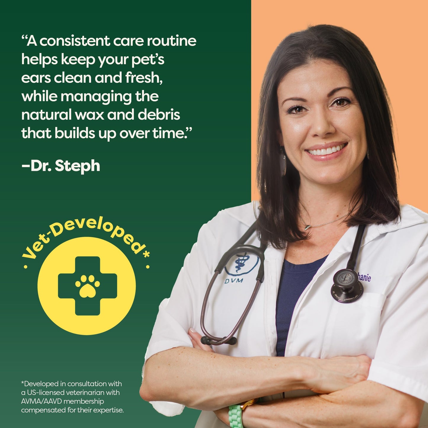 Earth Rated (A Canadian Company) Vet-Developed Pet Ear Wipes, Hypoallergenic Cleaner for Dogs & Cats Ears to Remove Dirt and Wax Build Up, Wild Oat Scent, 70 Count