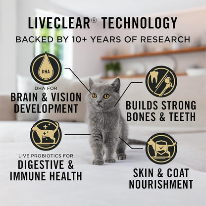 Purina Pro Plan LiveClear Allergen Reducing Dry Kitten Food, Chicken & Rice - 1.45 kg Bag