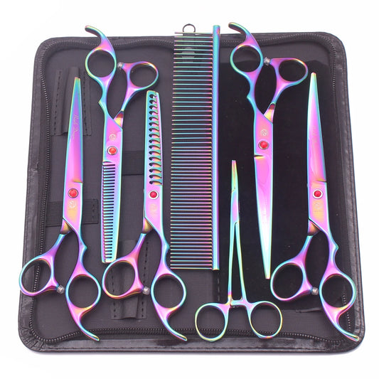 For Purple Dragon 6.5" 7" Japan Stainless Steel Pet Grooming Scissors Dog Chunker Thinning Shears Animal Curved Scissors Z3003