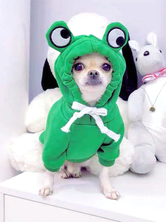 1PC Green Frog Pet Sweater for Small to Medium Dogs Cute Hoodie with Fun Design Polyester Dog Sweater to Keep Your Pup Cozy And Stylish