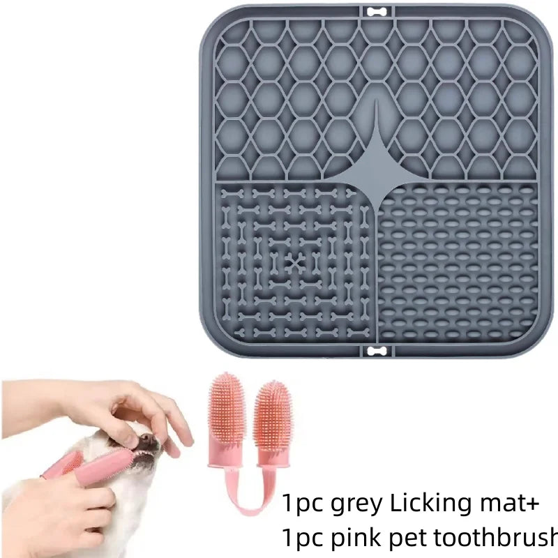 Pet Lick Silicone Mat Slow Food Plate for Dogs Bathing Distraction Dog Sucker Feeder Supplies Training Bowl Universal Plastic