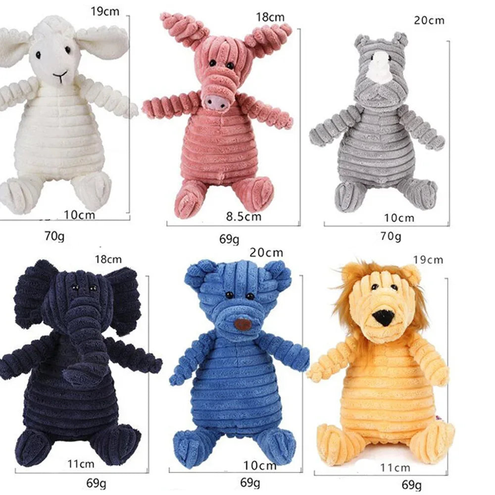 Plush Squeaky Dog Toy Animal Shapes Bite Resistant Corduroy for Small to Large Dogs Puppy Pet Training Accessory