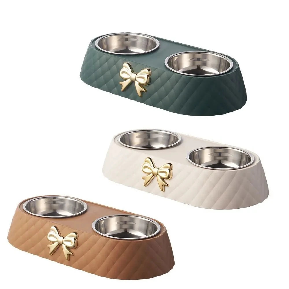 Pet Supplies Bow-tie Bowknot Cats Food Bowl