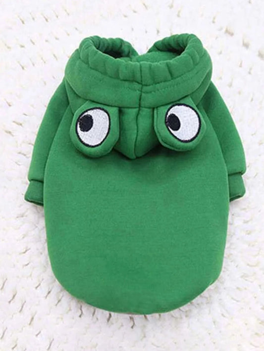 1PC Green Frog Pet Sweater for Small to Medium Dogs Cute Hoodie with Fun Design Polyester Dog Sweater to Keep Your Pup Cozy And Stylish